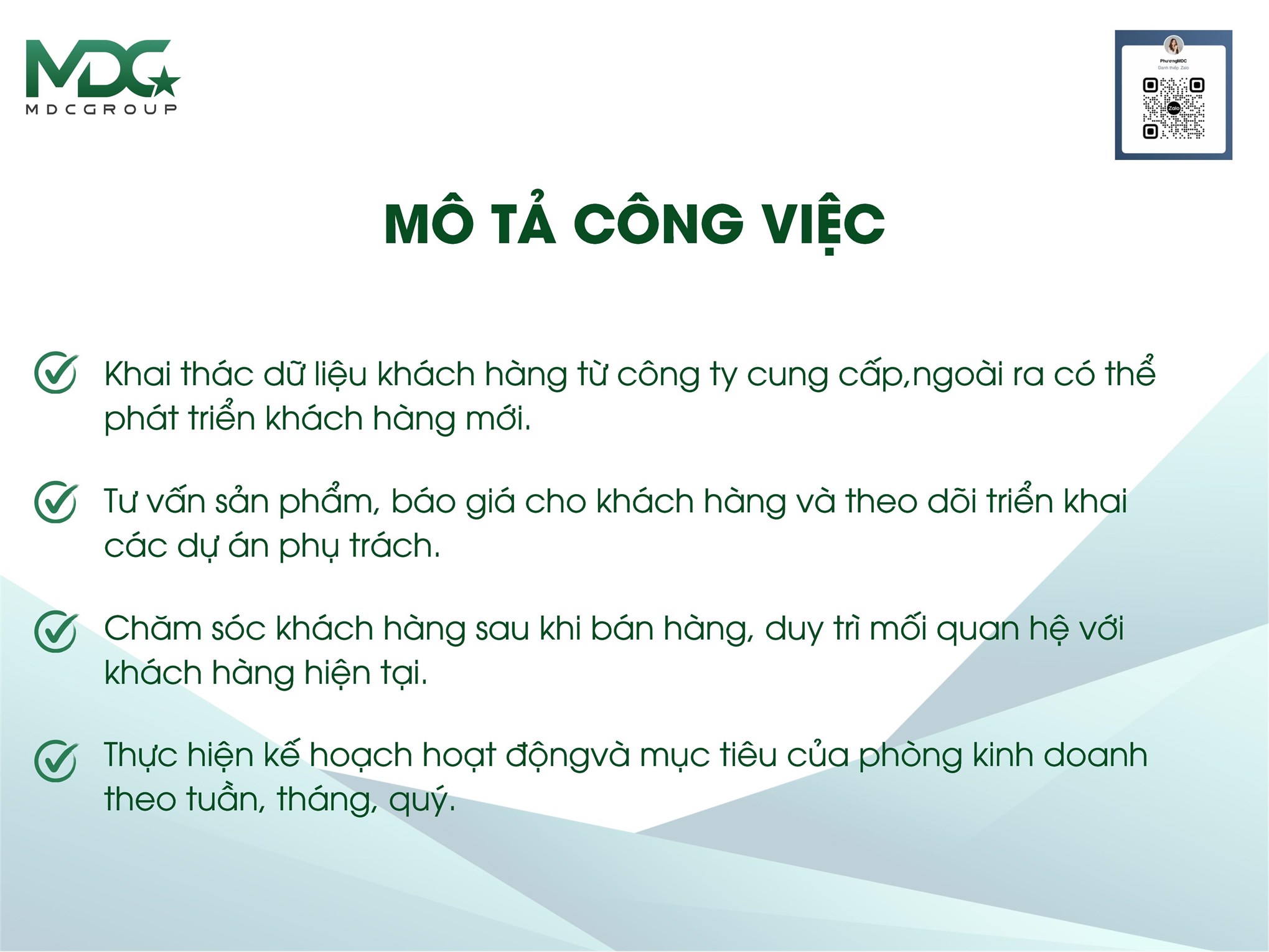 Thông tin việc làm tại CTCP Tập đoàn MDC Group