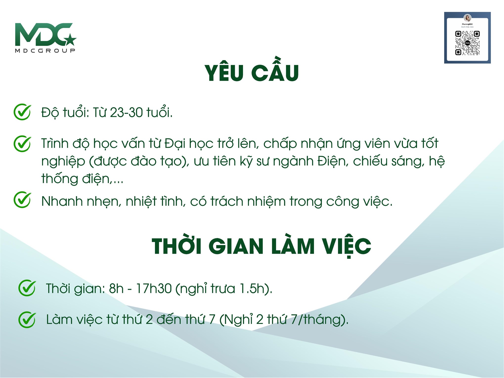 Thông tin việc làm tại CTCP Tập đoàn MDC Group