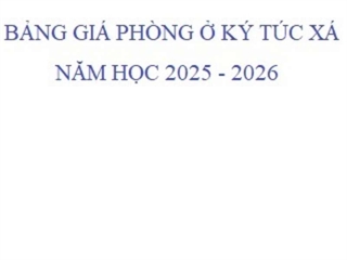 Bảng giá phòng ở nội trú năm học 2025 - 2026