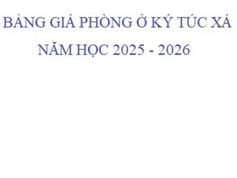 Bảng giá phòng ở nội trú năm học 2025 - 2026